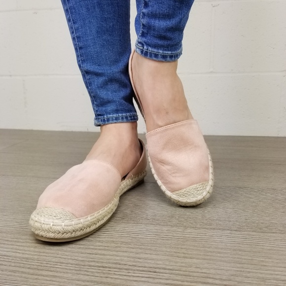 Rose Vegan Suede Flat Slip On Loafer Espadrille - Picture 5 of 8